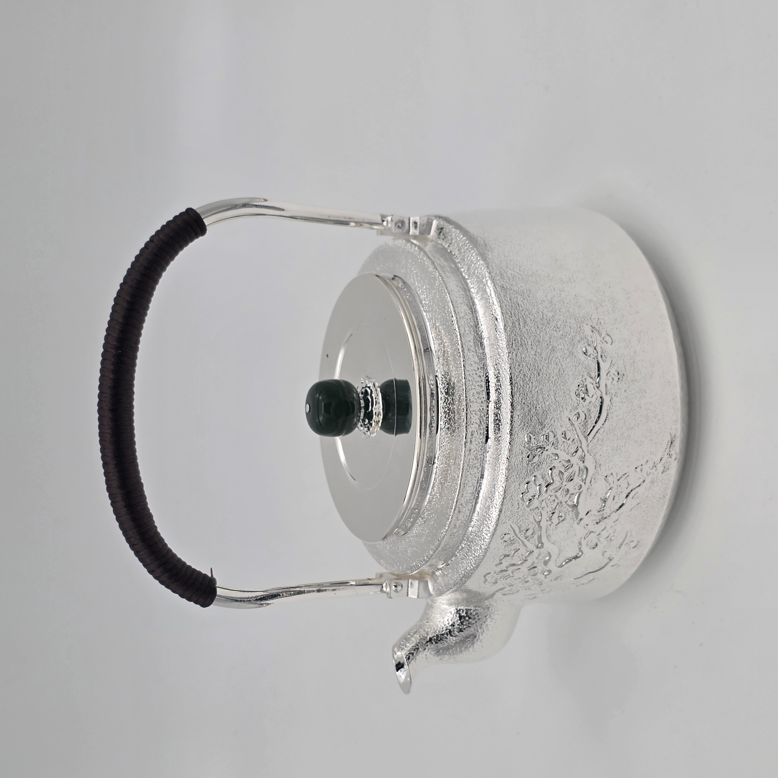 手工新品梅花北村提梁银壶