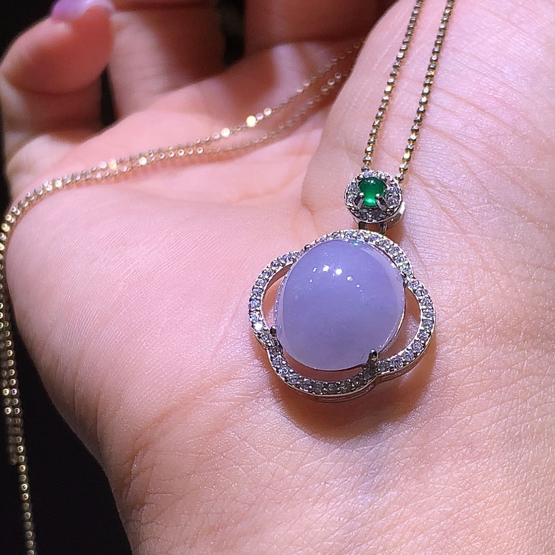 翡翠银S925镶嵌吊坠(不含链)