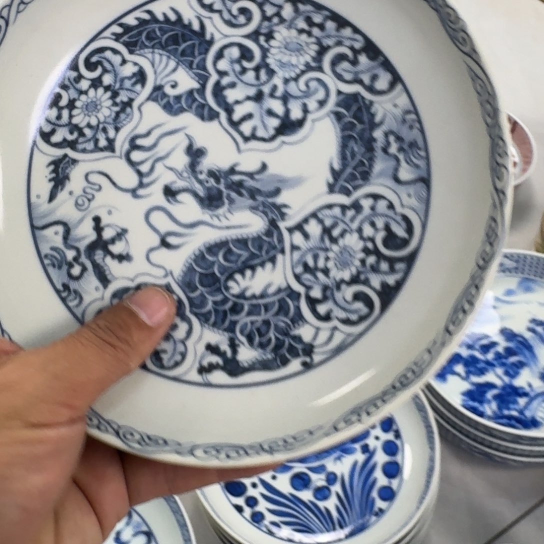 摆件青花如意穿花龙大壶承