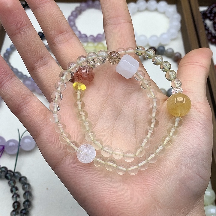 水晶未镶嵌手链多圈黄水