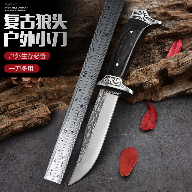 工厂直销高硬度直刀野营荒野求生防身多功能刀锋利切水果手把肉刀