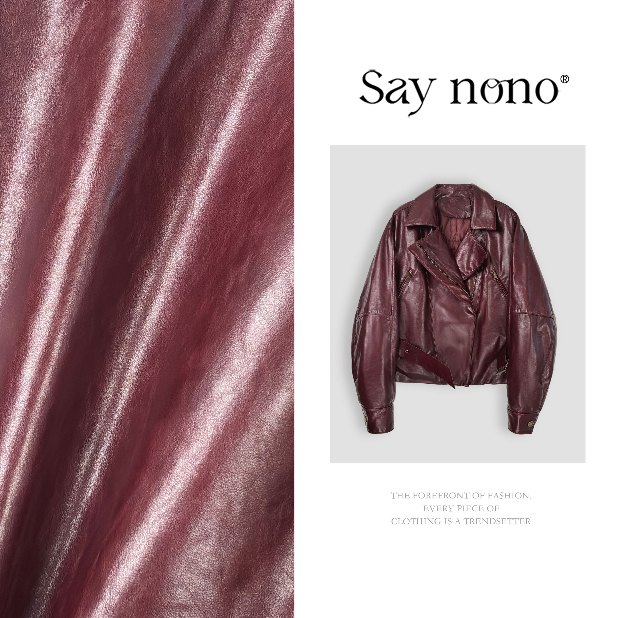 懒猫nono│Saynono 时尚气质港风复古翻领夹克皮衣送腰带 GY0155WY