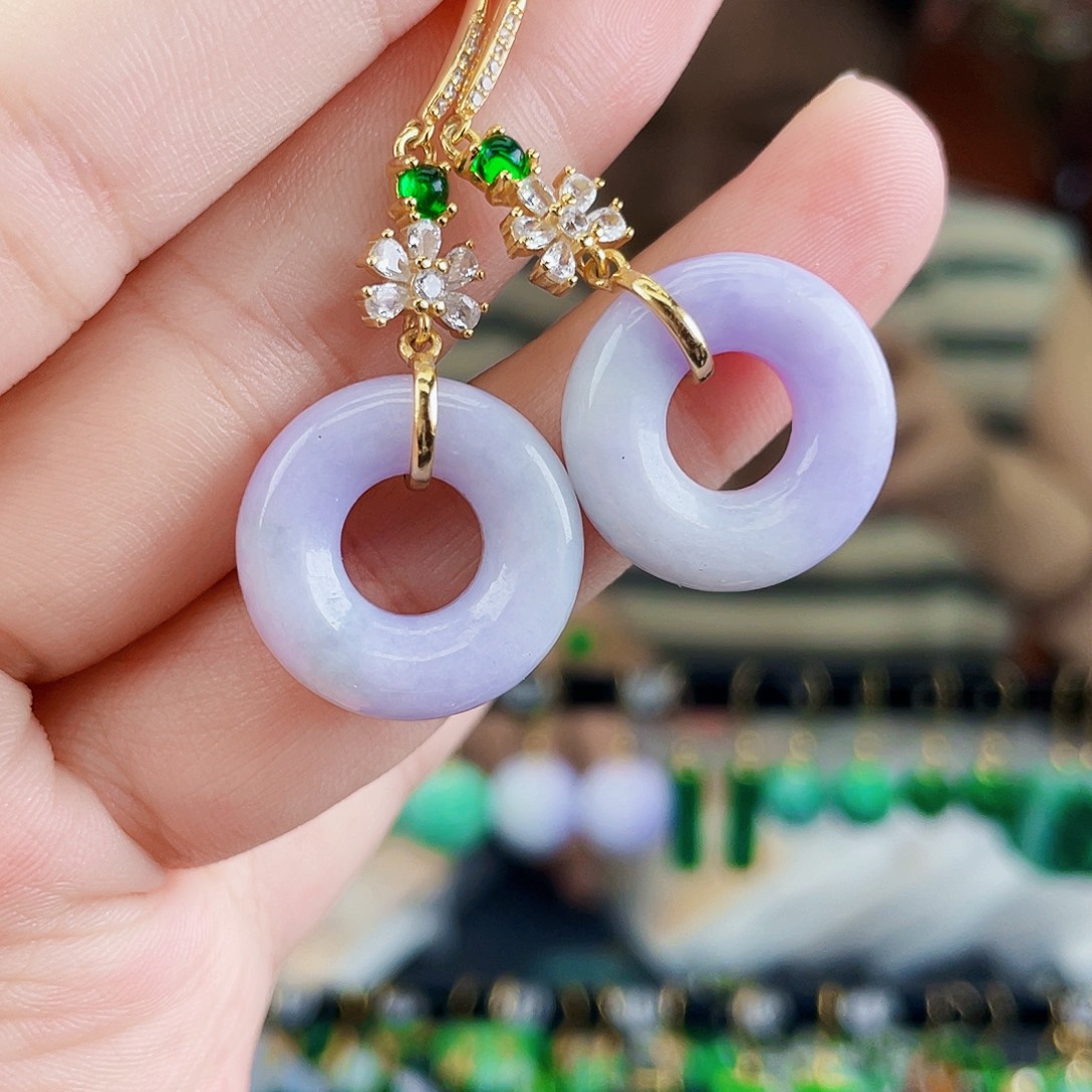 翡翠银S925镶嵌耳饰