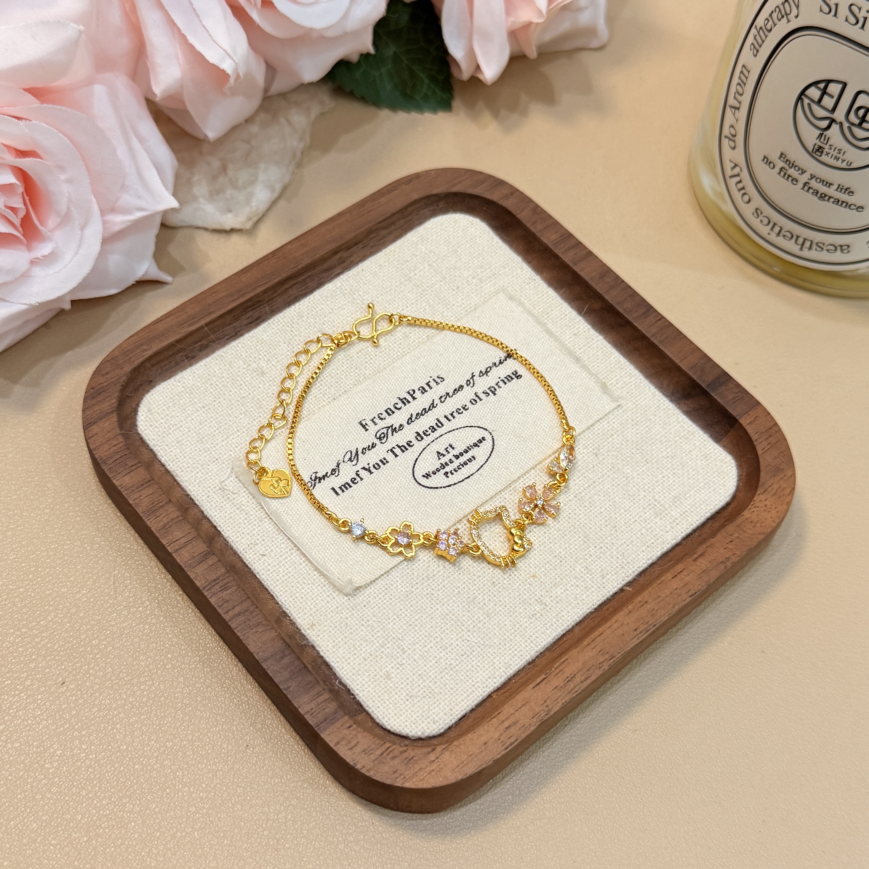 手链 A241金色微镶简约百搭轻奢KT猫咪手链