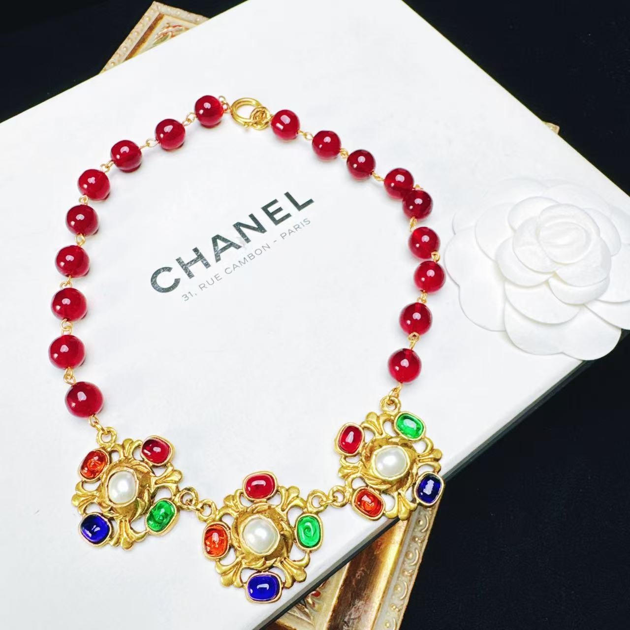 95新 Chanel/香奈儿 柚礼中古/香奈儿多色琉璃珍珠项链le511013