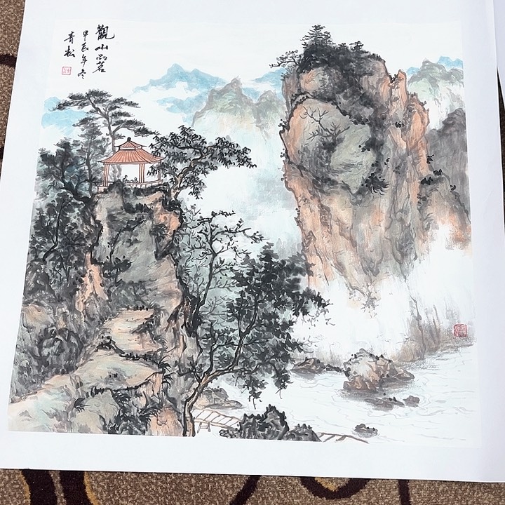 国画大**相四尺斗方青松