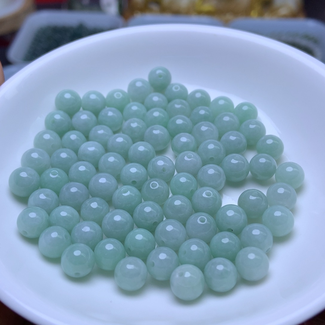 未镶嵌手链翡翠卡7.2冰果绿25个