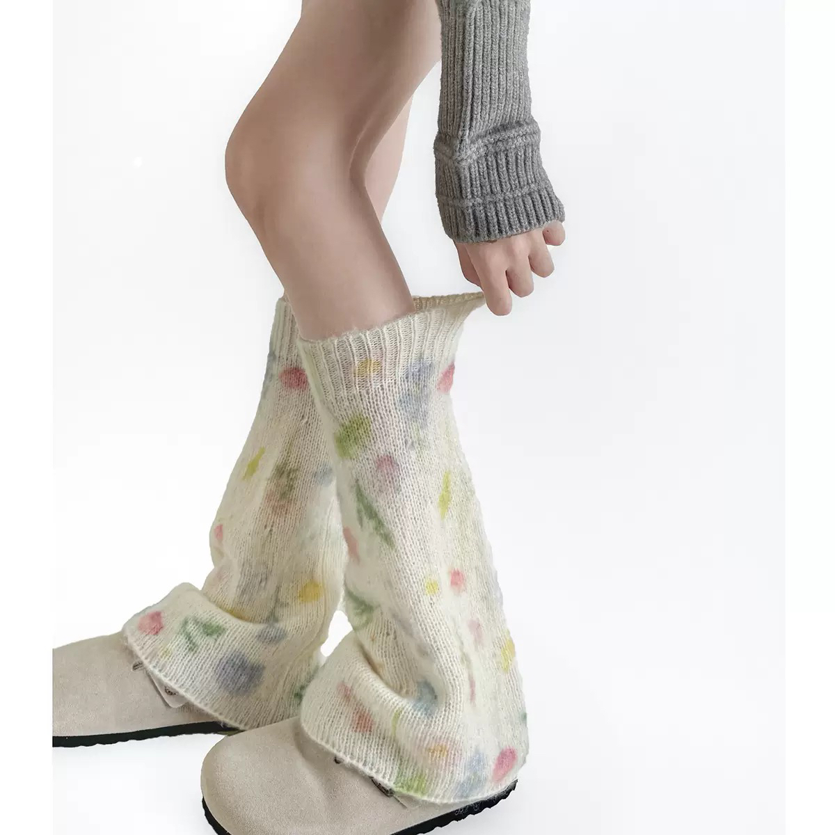 半只橙【小腿袜】【袜套】组合“爱上这季节的窗外”芭蕾风秋冬保暖