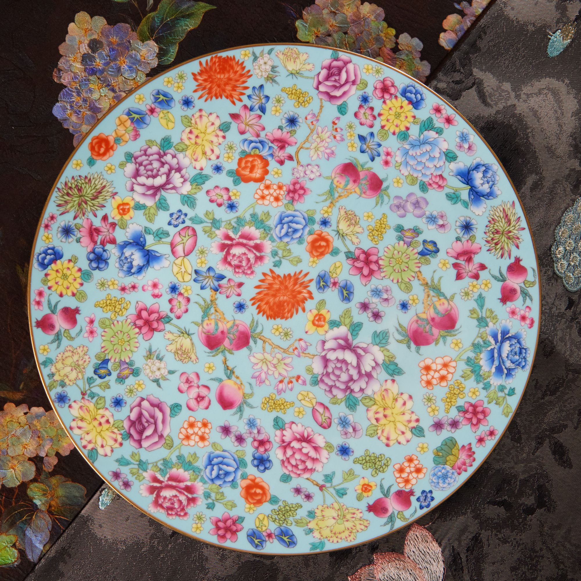 景德镇万花珐琅彩7英寸月光骨碟