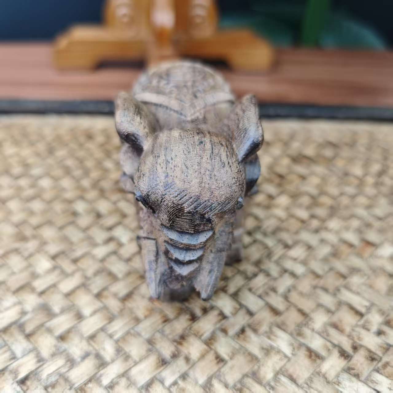 拾趣桃木 木头大象摆件