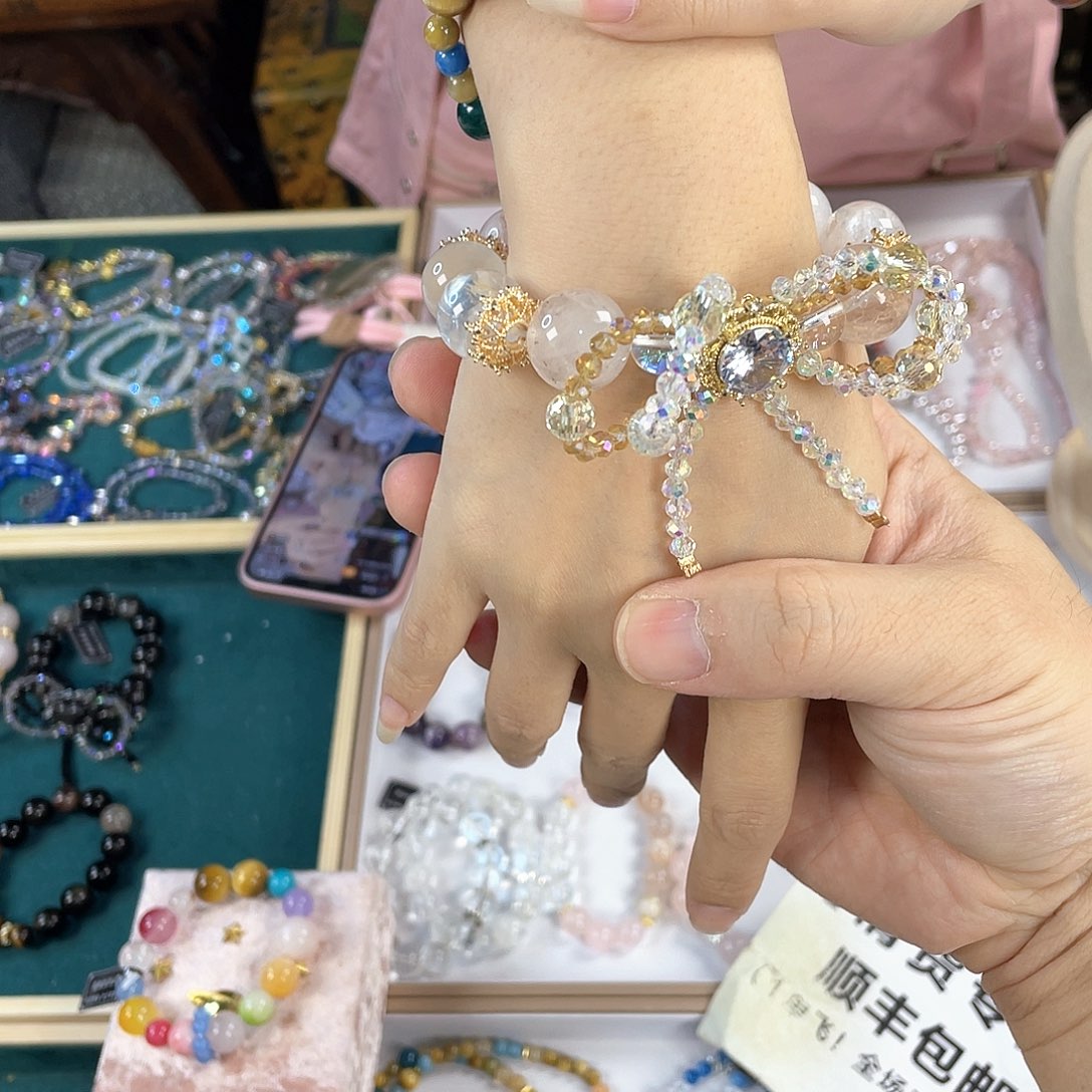 水晶手链银S925镀金镶嵌