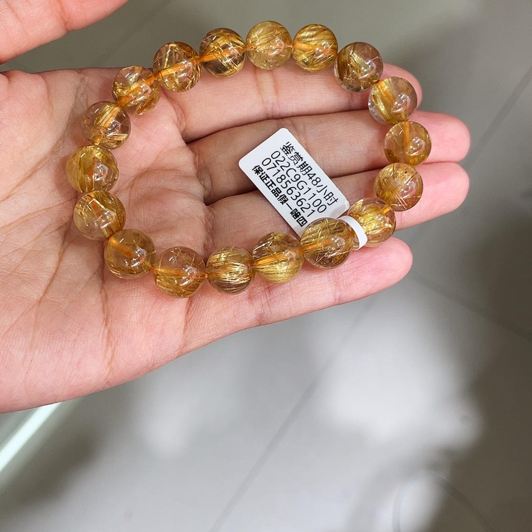 发晶手链未镶嵌毕业板钛金发晶11.8mm