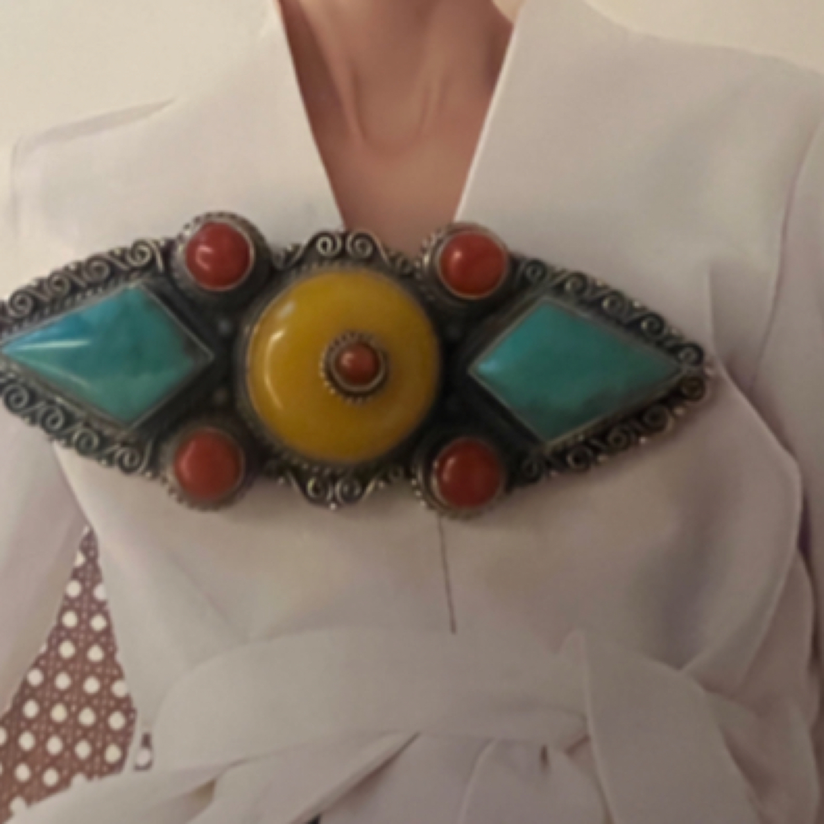 925银胸针 925银饰胸针镶嵌松松蜜蜜尼泊尔手工制作精致