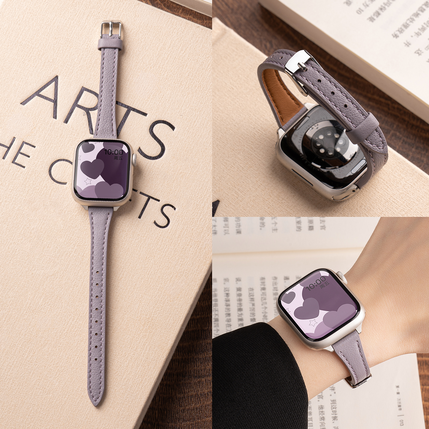 适用苹果S11手表iwatch10表带applewatch987小蛮腰真皮表带SE高级