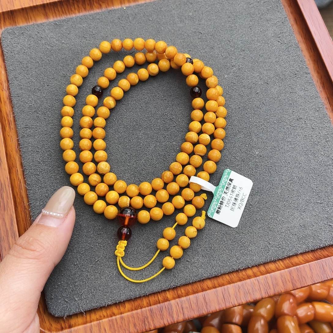 琥珀手链未镶嵌6m108 鸡油黄