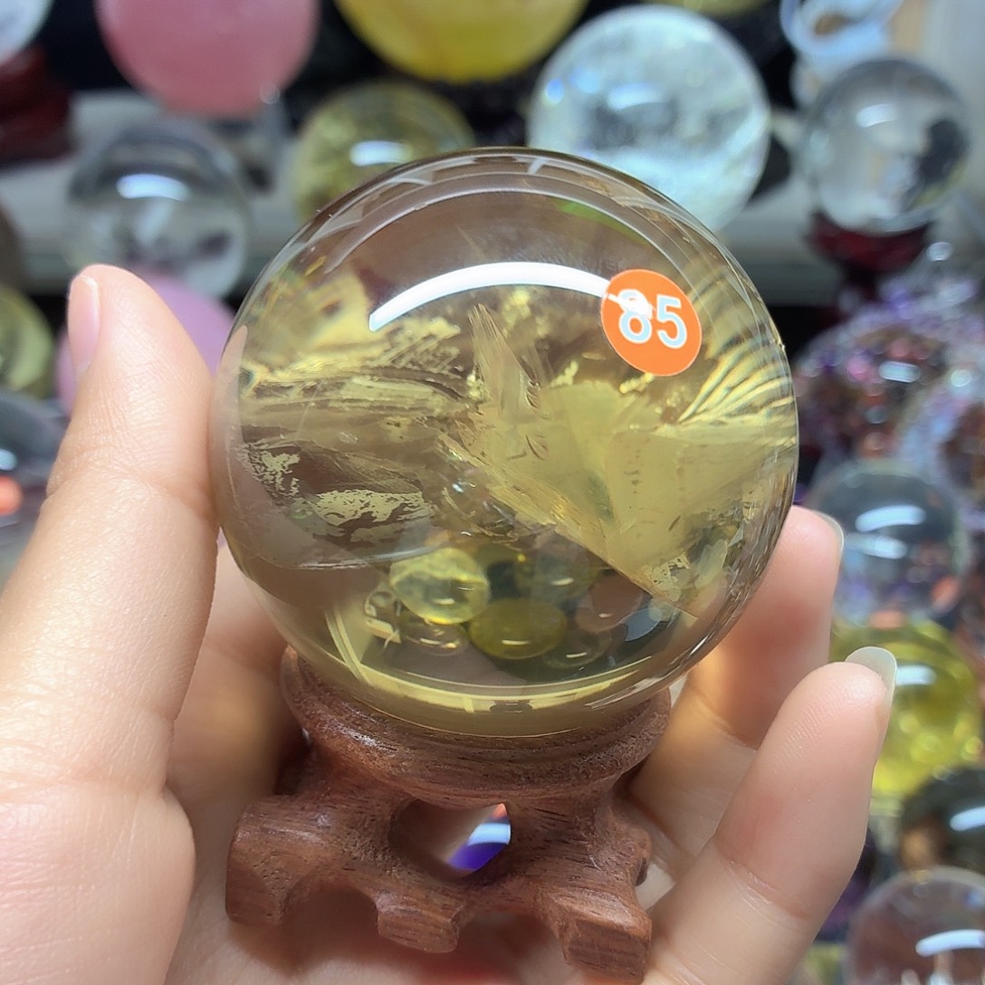 小***～水晶珠宝半成品未镶嵌黄水晶6意境山A970