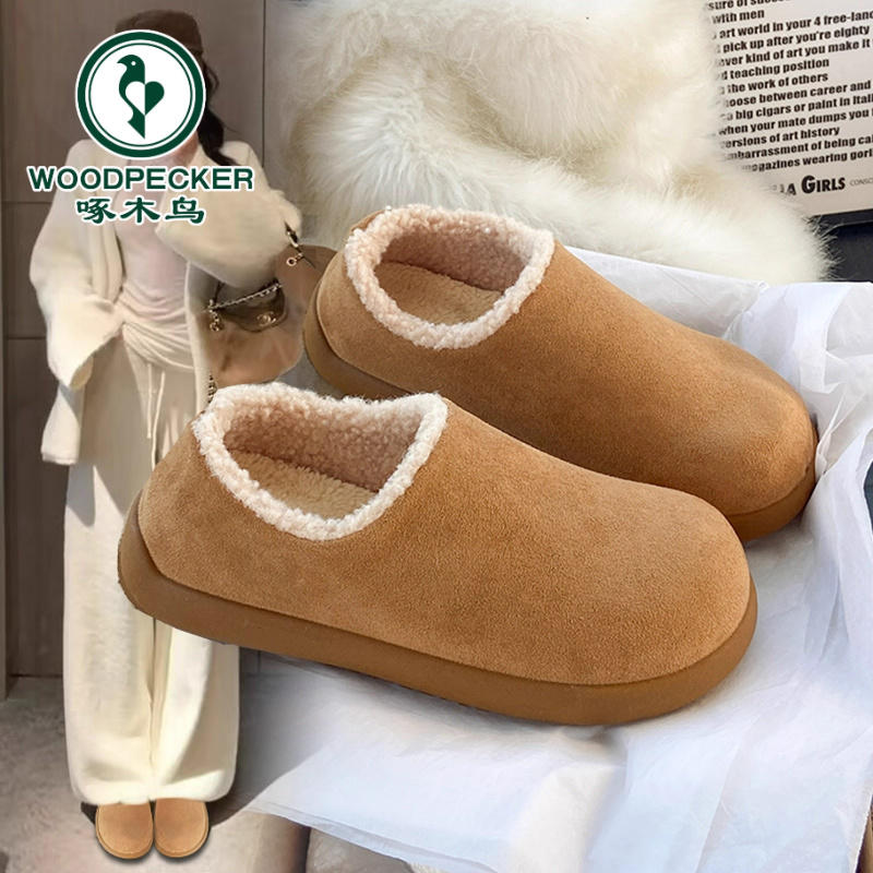 啄木鸟加绒小土豆勃肯鞋女2025秋冬季防滑雪地靴复古百搭保暖棉鞋
