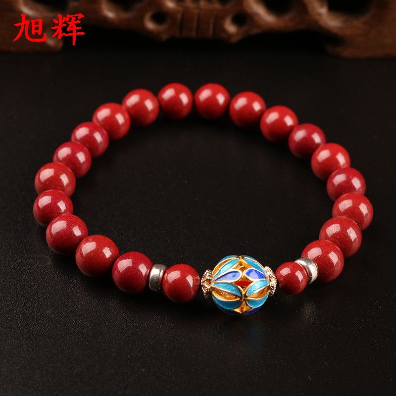 天然辰砂朱砂紫金砂圆珠散珠手链本命年搭配饰品转运手串（直播拍）