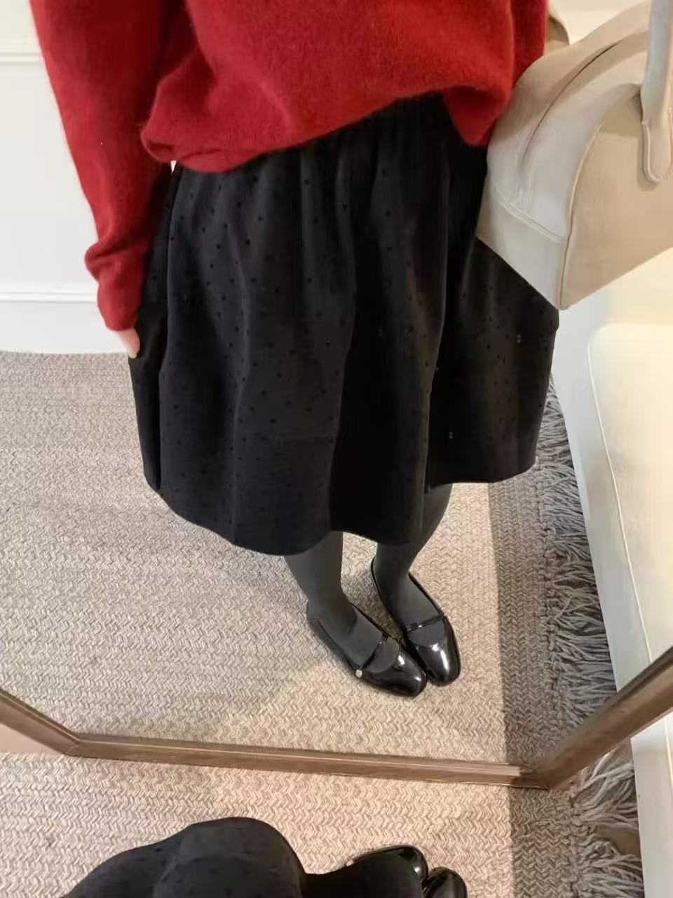 百搭五分毛呢裙#8581