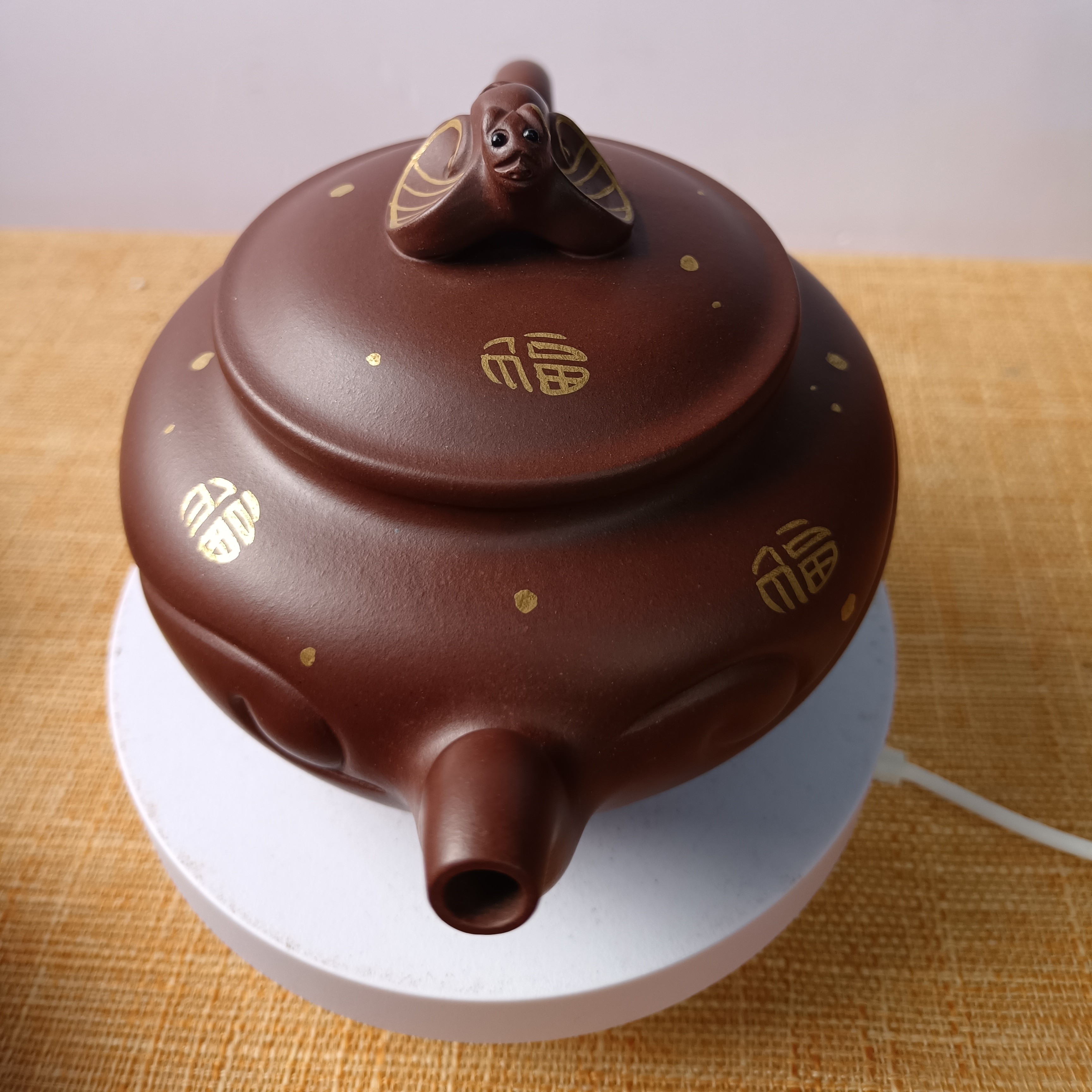 精品原矿紫砂老紫泥料，幸福如意壶。