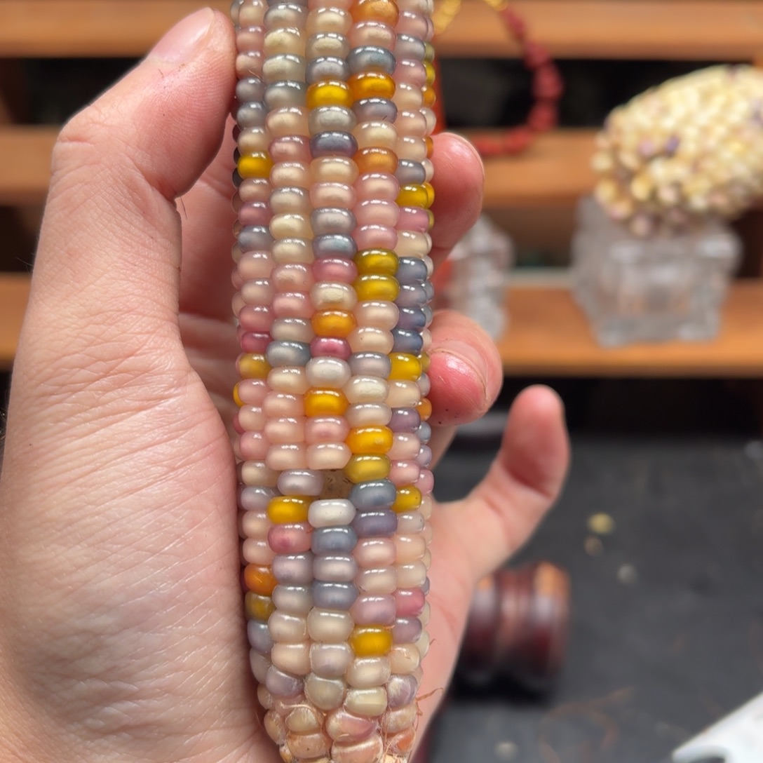 巧****七彩宝石文玩玉米