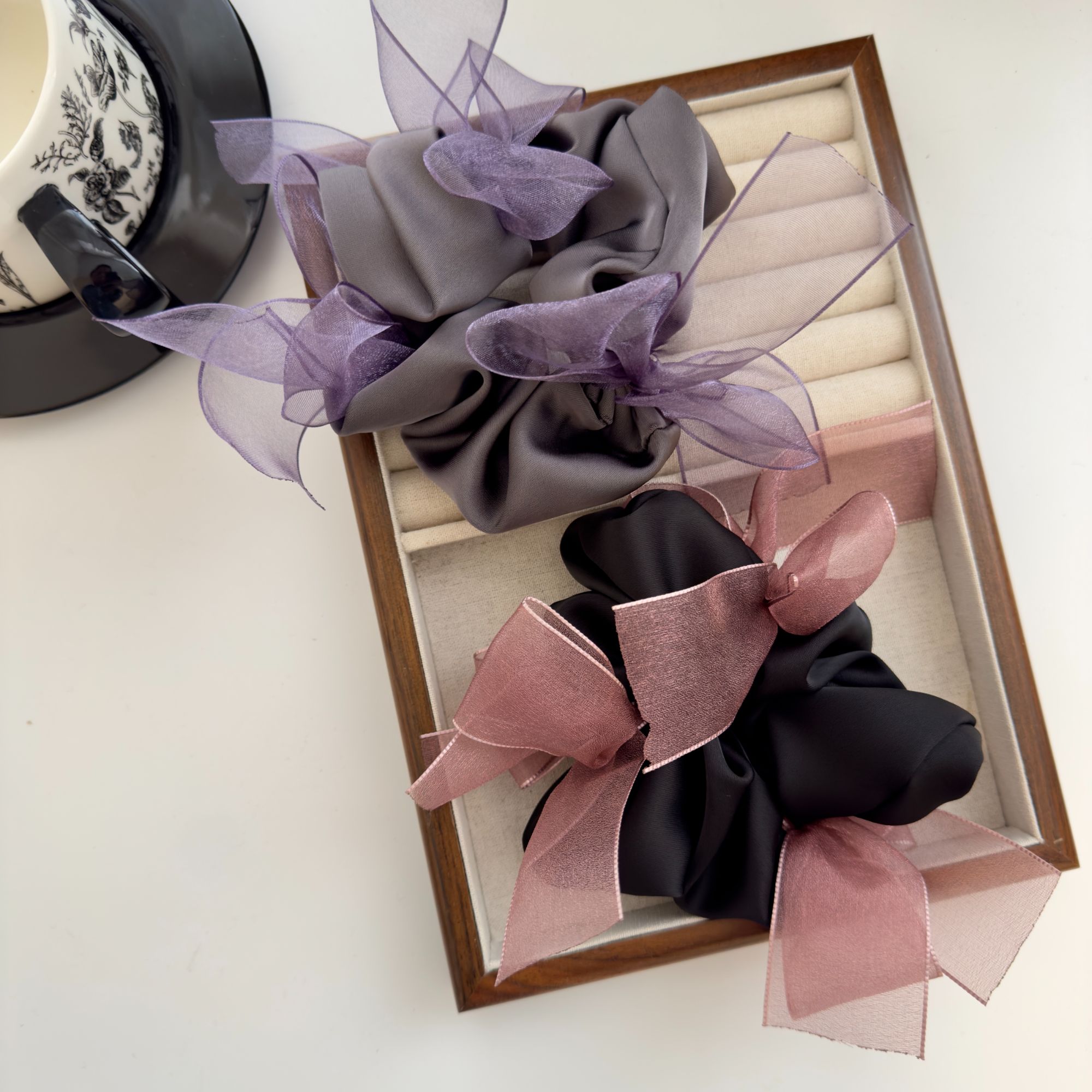 超仙蝴蝶结缎面气质发圈