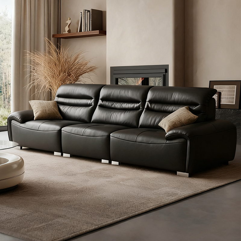 美式法式复古沙发客厅弹力茶几软皮艺沙发轻奢落地头层牛皮三人位