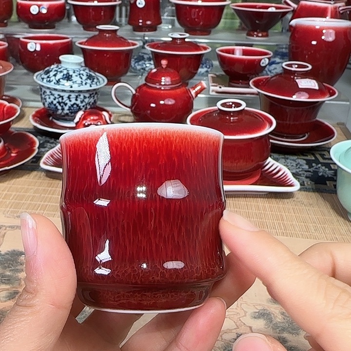 景德镇陶瓷红马坊杯
