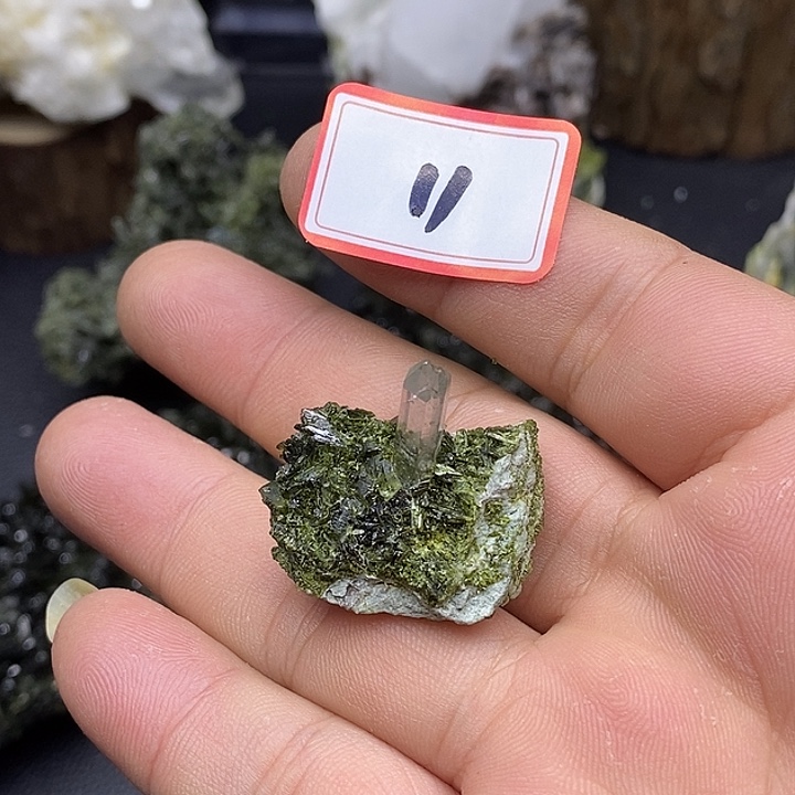 有机玻璃巴基斯坦绿莲石水晶共生11