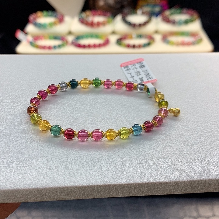 碧玺手链未镶嵌彩虹手串5.3mm