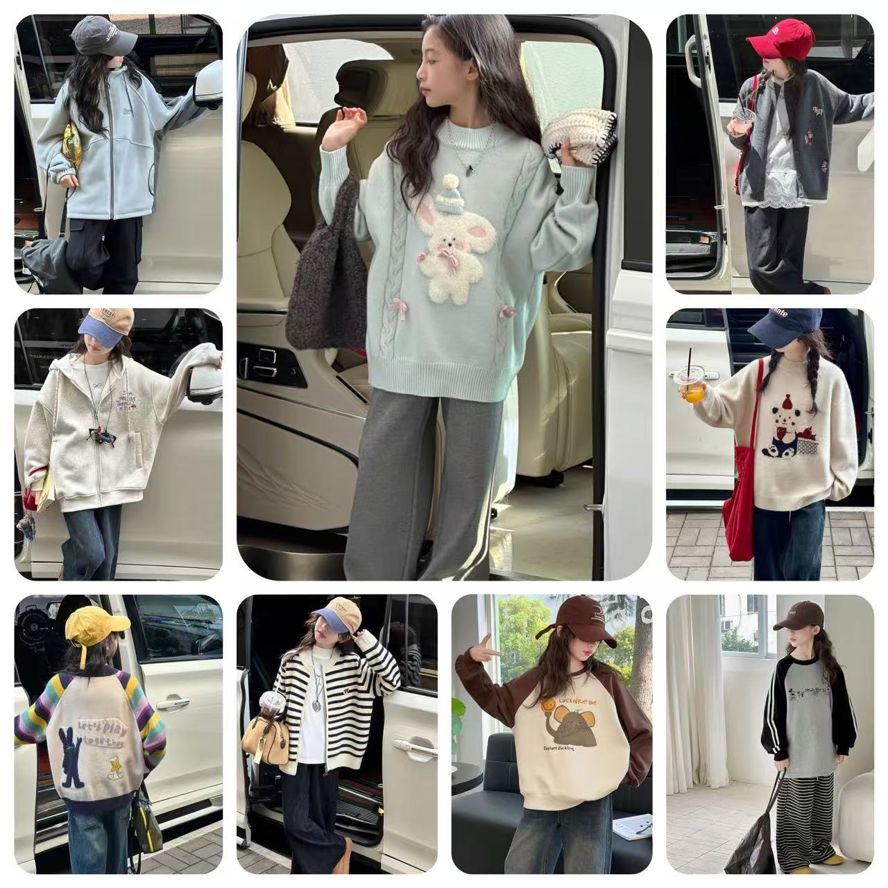 小田心女童童装卫衣外套毛线衣秋冬新款洋气百搭加绒加厚甜美休闲