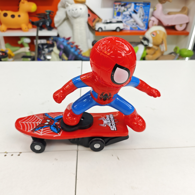 （二）蜘蛛侠滑板车[自备3个5号电池]电动灯光音效玩具电商盒发