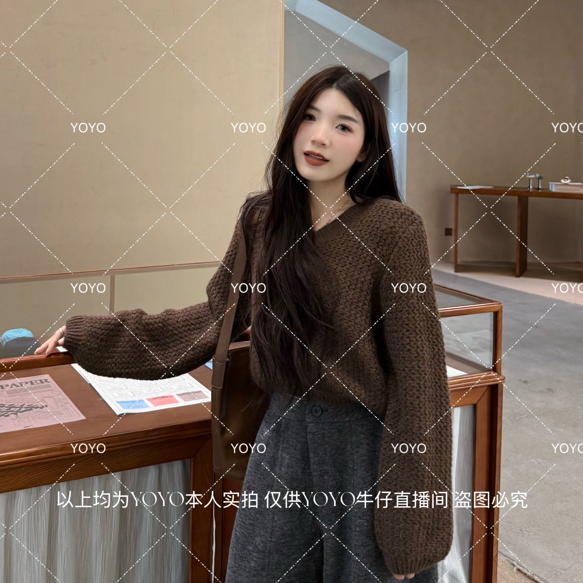 YOYO自制【软糯毛衣】秋款宽松气质时尚休闲慵懒风长袖毛衣