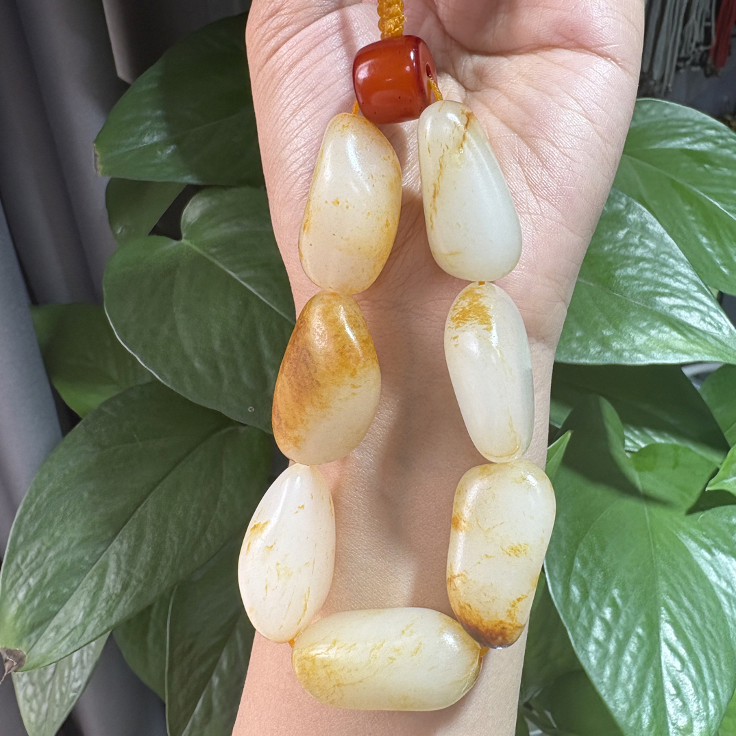 籽料手串原籽原皮细糯白润玉手串