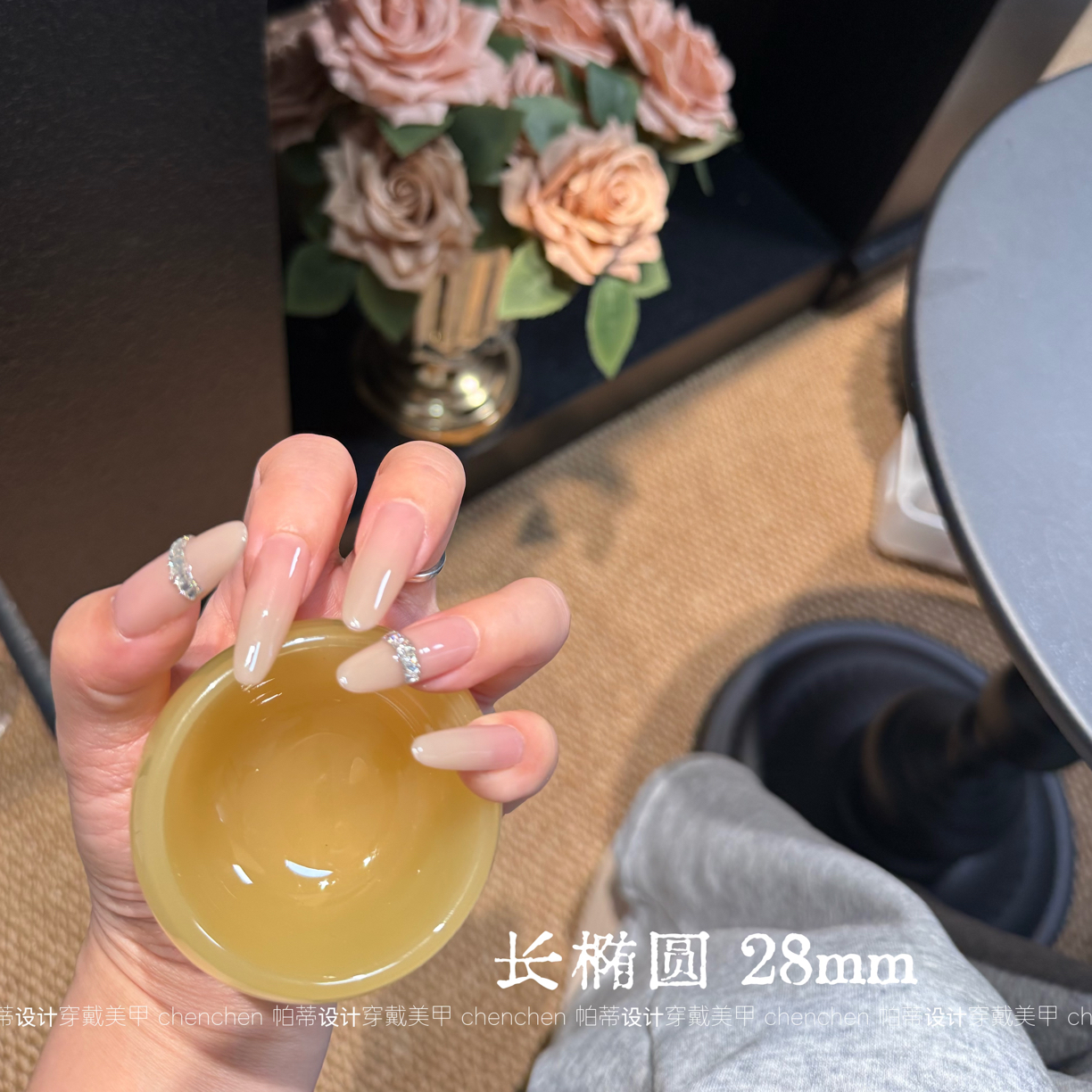 【嬛嬛，朕来了】嬛嬛美甲高碳珠宝锆石气质温柔简约显白手工穿戴甲