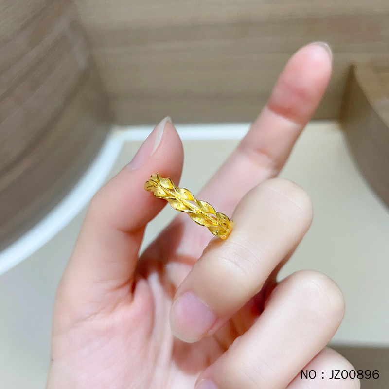 【精品】镂空活口戒指双排麦穗圈戒活口圈戒