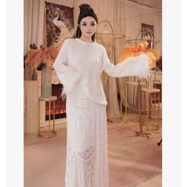 【星姐推荐】星原创高级定制【白天鹅】设计师秋季轻奢名媛毛衣上衣