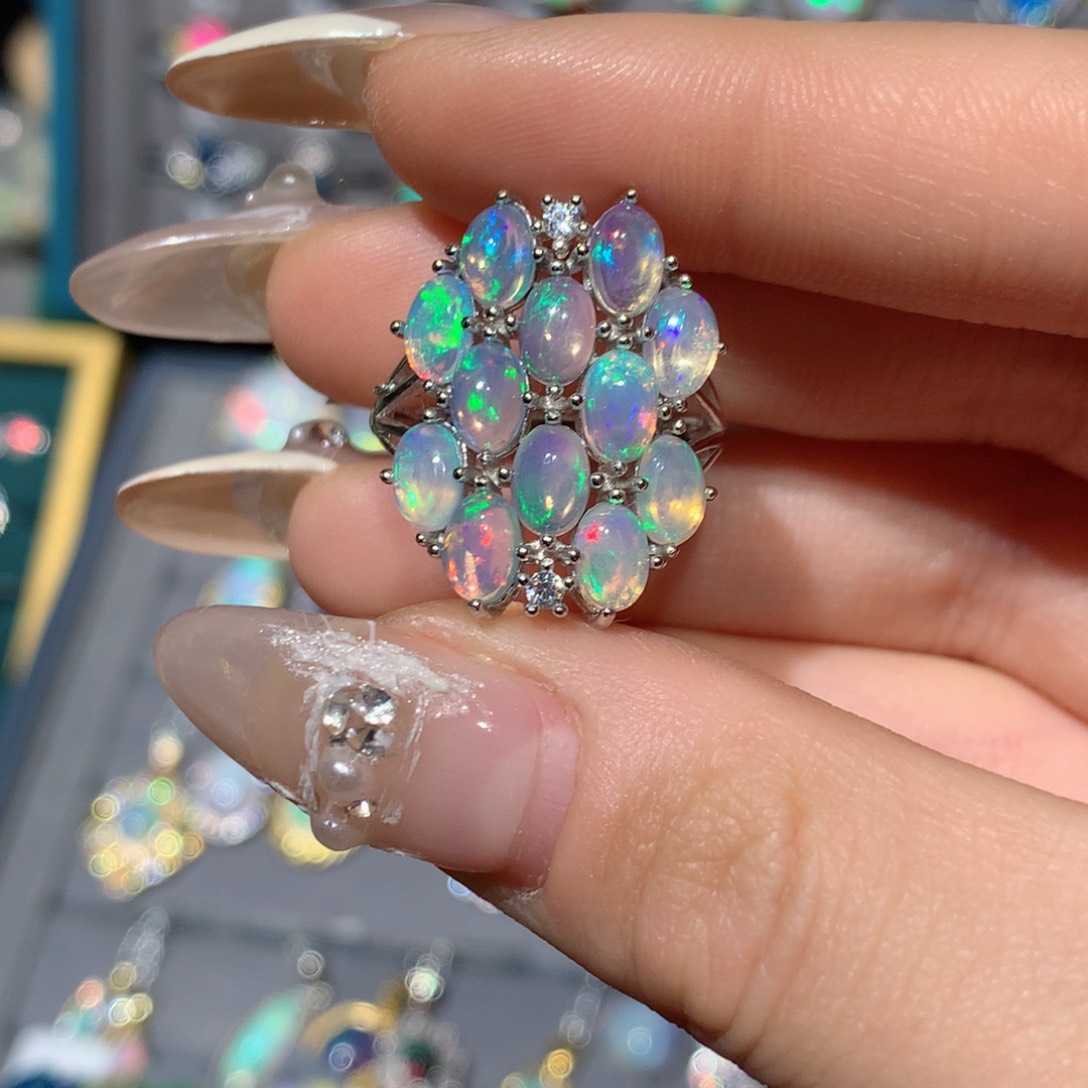 欧泊福利戒指w银S925镶嵌