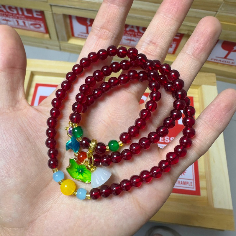 S1266-1石榴石8mm多圈设计款精美手串无礼盒