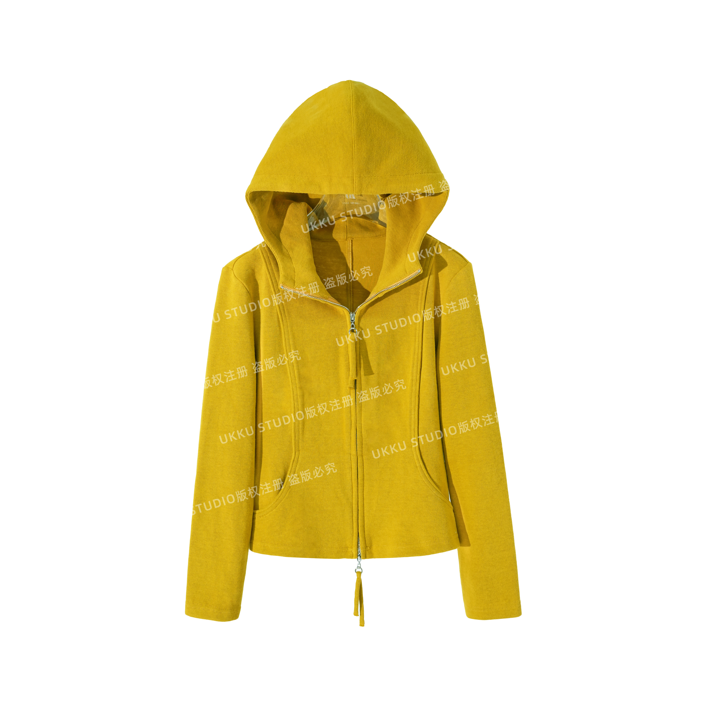 DL【UKKUSTUDIO】网红气质设计感修身百搭拉链裤款上衣514898