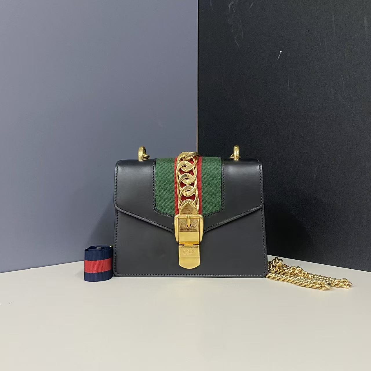 95新 GUCCI/古驰 古驰黑色塞尔维亚9959/二奢包包