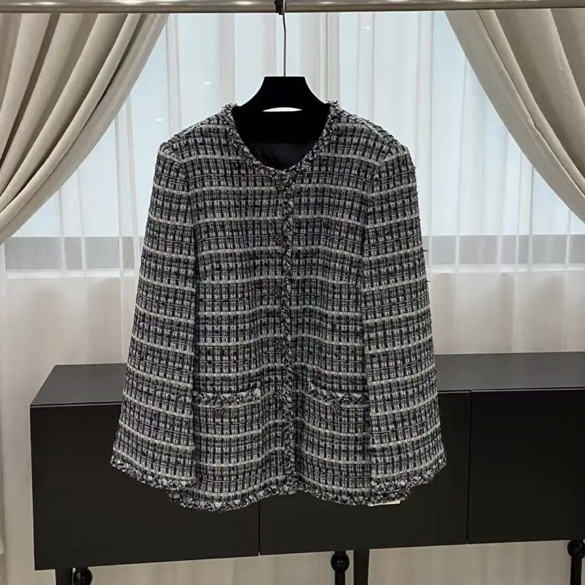 25秋冬新款小香风手工花边羽绒服