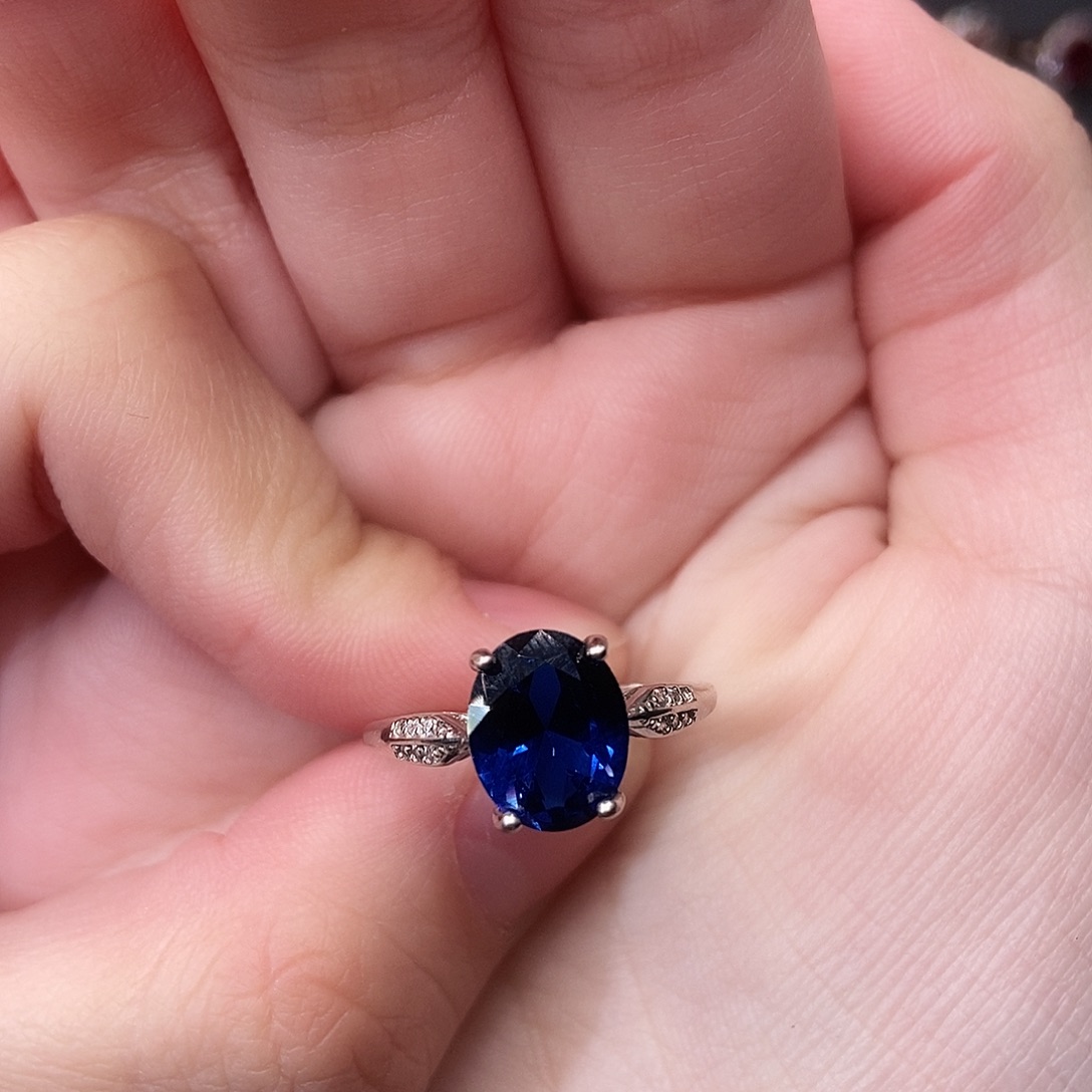 戒指蓝宝石银S925镶嵌