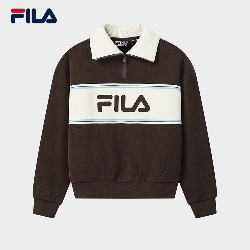 Fila/斐乐长袖套头休闲厚款撞色卫衣印花休闲风F11W619222F
