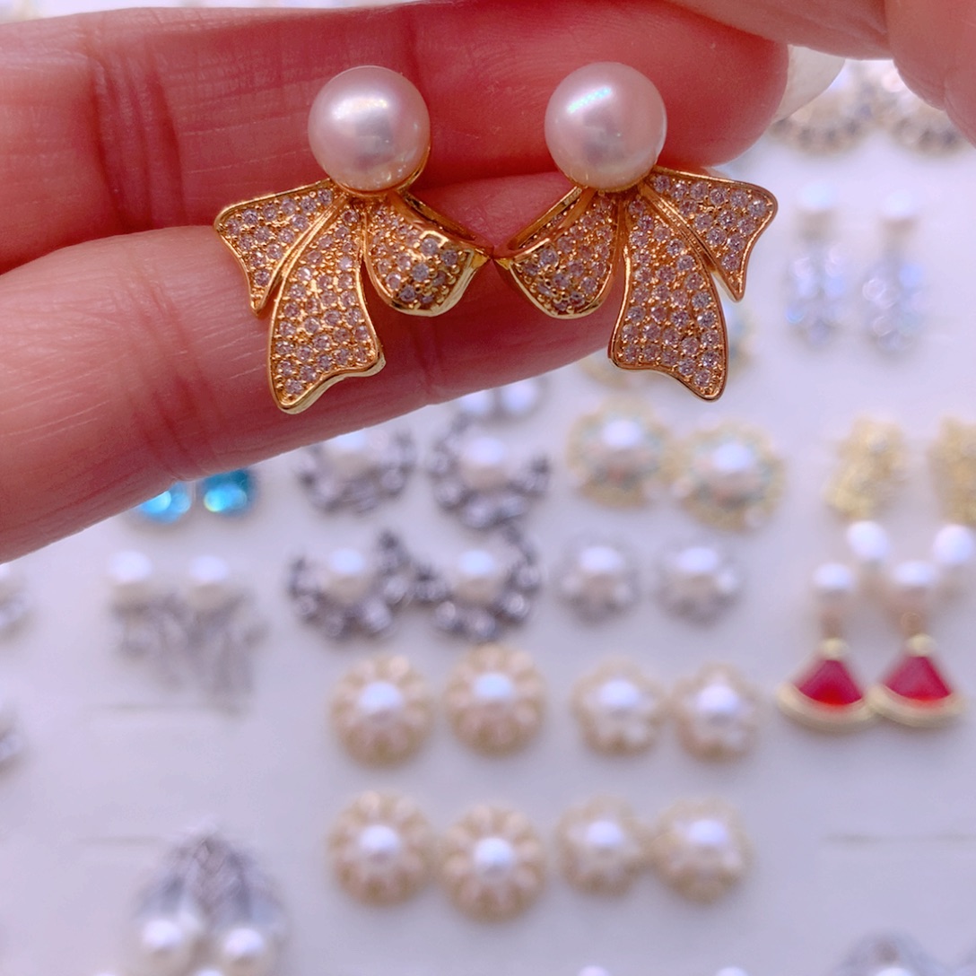 淡水珍珠耳饰合金