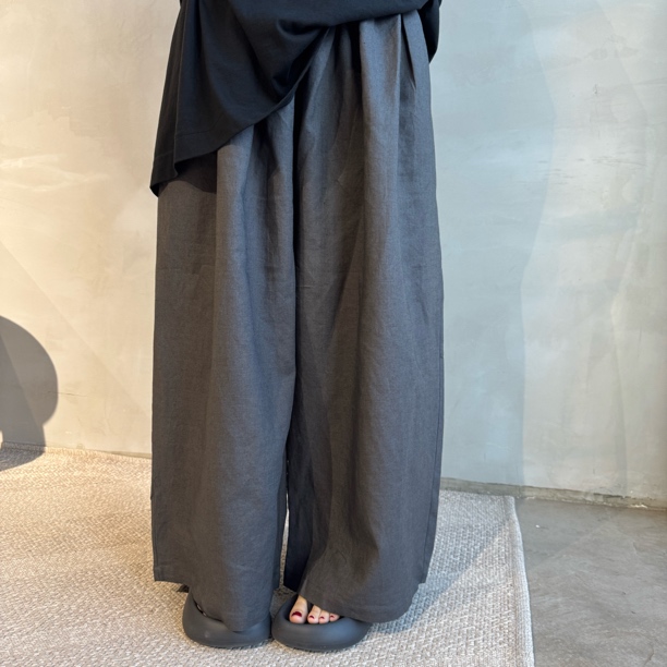 韩国休闲裤麻宽松