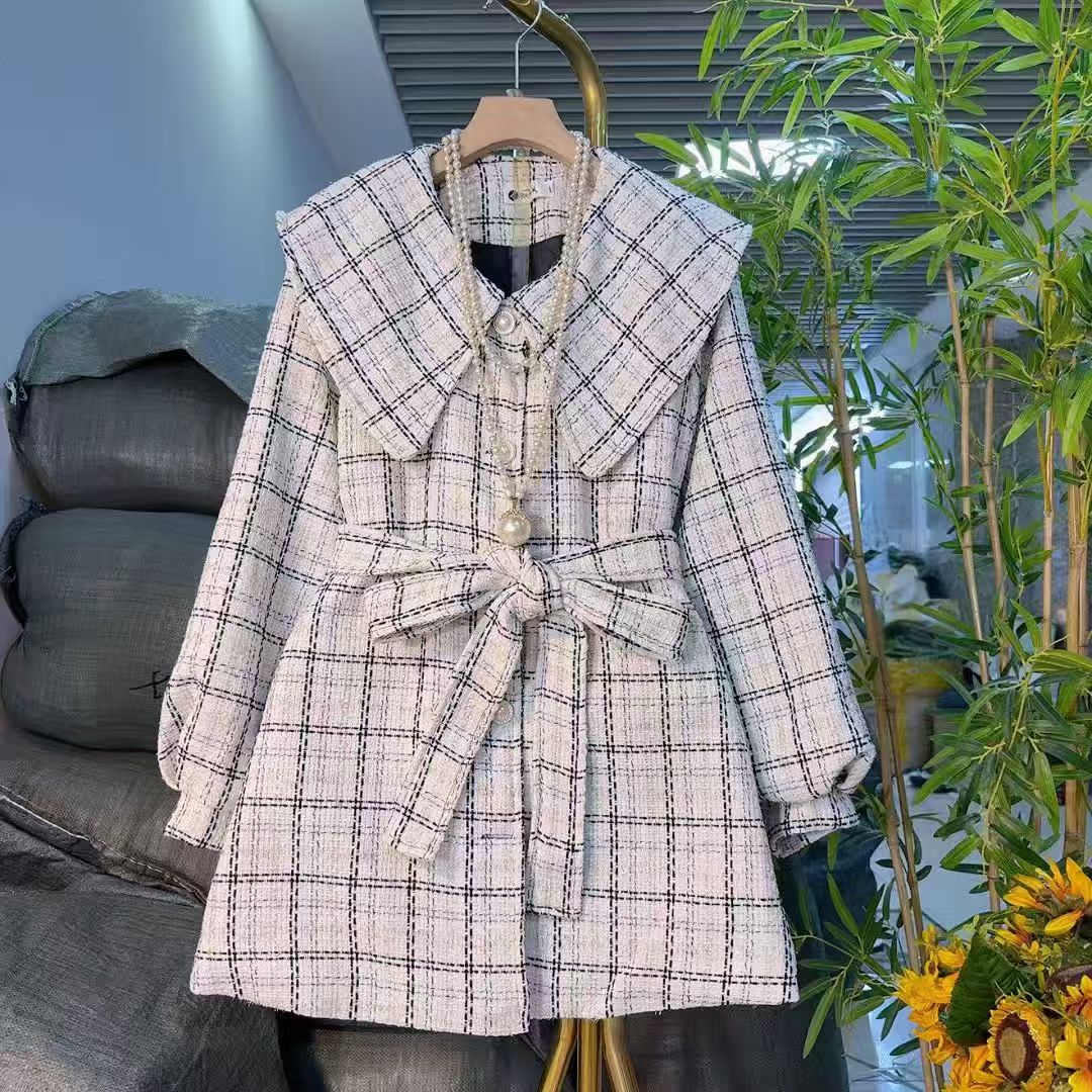 胖胖家*8911新款娃娃领夹棉带腰带百搭显瘦大版外套