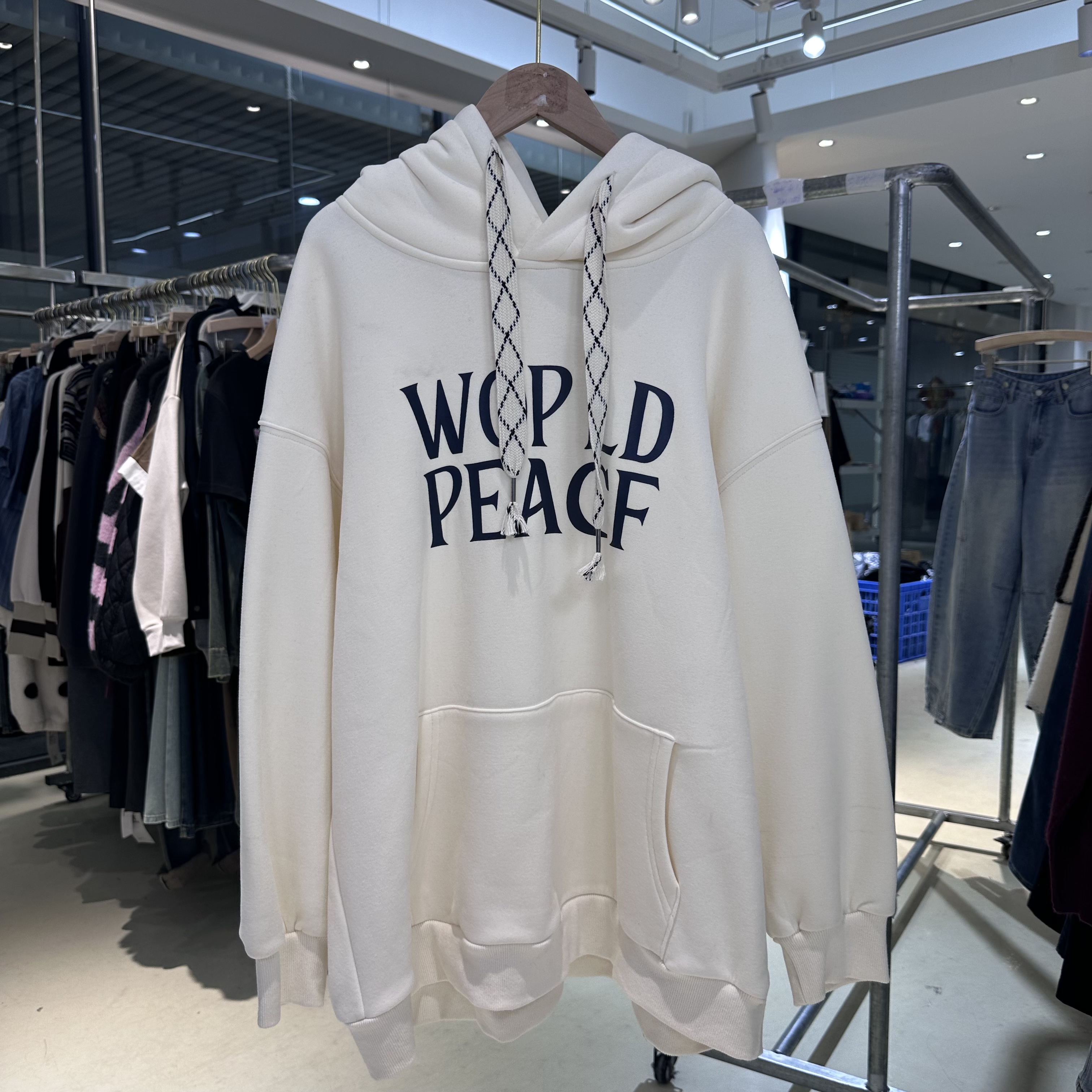 Q1233印花连帽套头卫衣秋冬韩版宽松慵懒风上衣