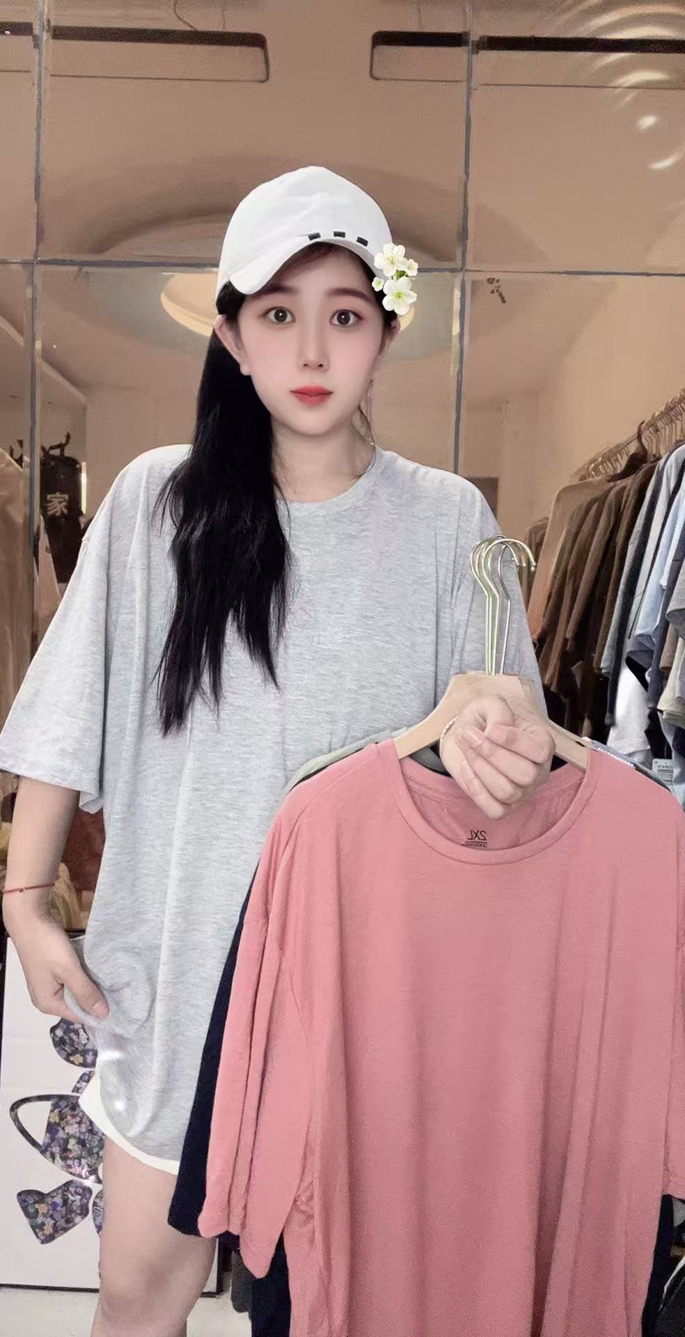 外贸纯棉大码多色T恤男女同款5566(冲销量)