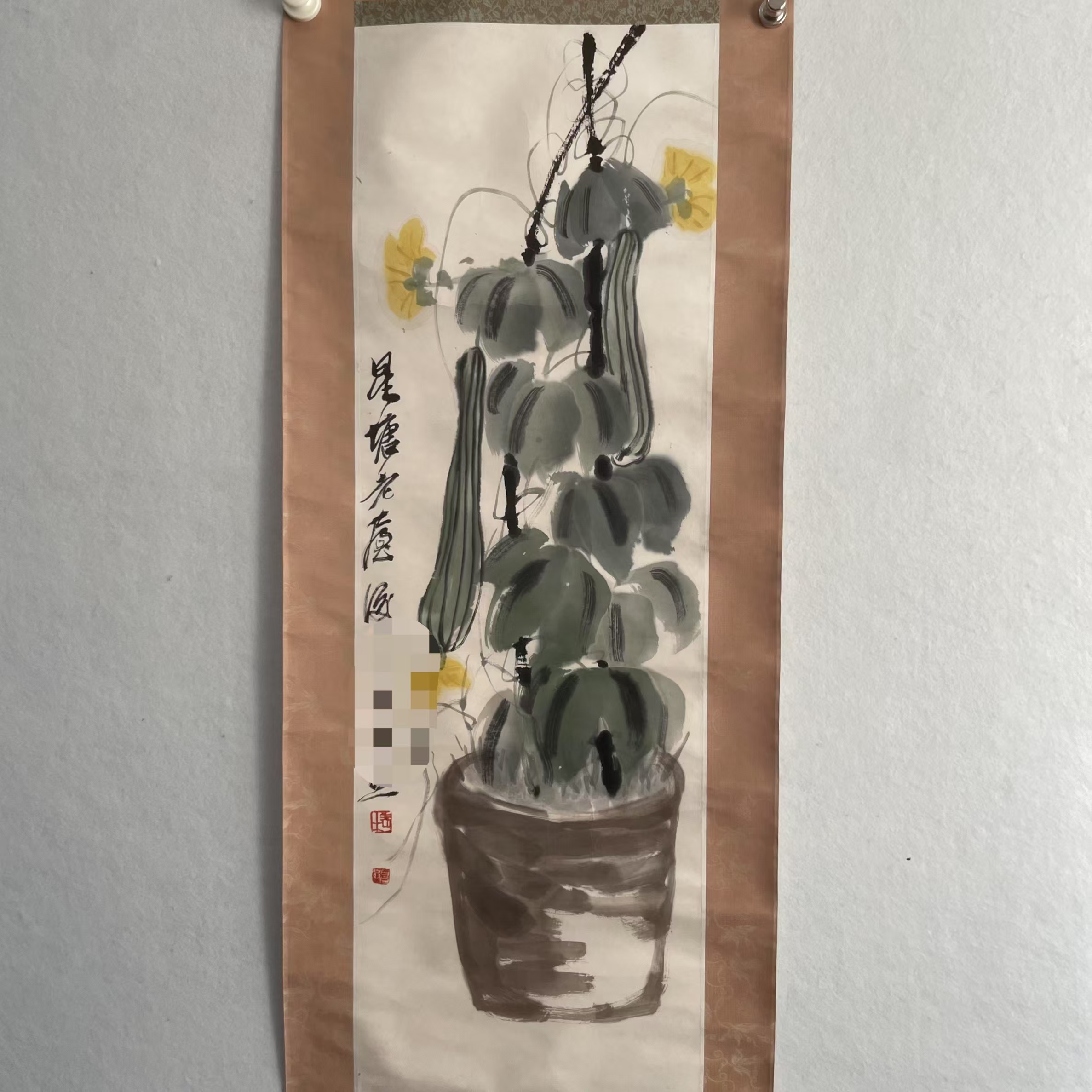 CC1001丝瓜 纸本设色立轴 出版100×33